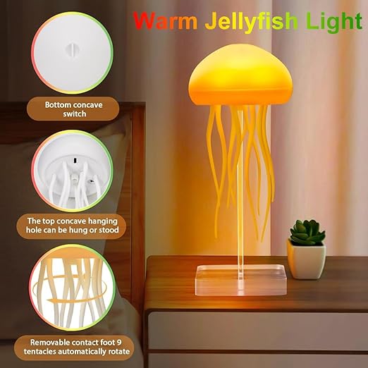 Aurora LED Jellyfish Night Light Lamp – Color-Changing Mood Light with USB Rechargeable Battery – 7 Lighting Modes – Soft Silicone Tentacles – Ideal for Bedroom, Kids Room, Desk & Gifts