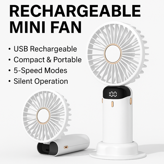 Portable Handheld Mini Fan | USB Rechargeable Cooling Fan for Travel, Home & Office Use