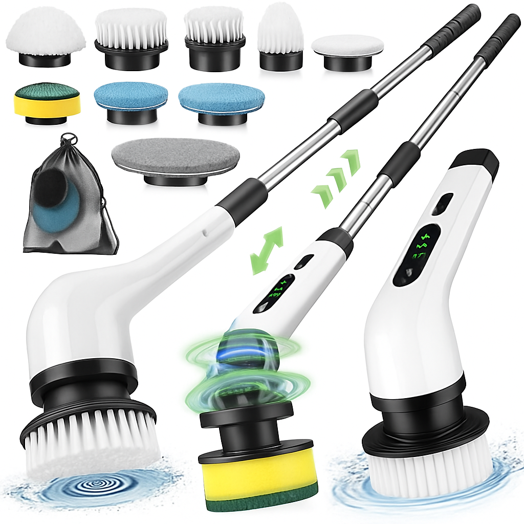 9-in-1 Cordless Electric Spin Scrubber – Rechargeable Power Cleaning Brush with 7 Heads for Bathroom, Floor, Tiles & Kitchen