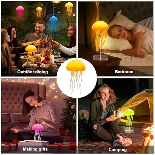 Aurora LED Jellyfish Night Light Lamp – Color-Changing Mood Light with USB Rechargeable Battery – 7 Lighting Modes – Soft Silicone Tentacles – Ideal for Bedroom, Kids Room, Desk & Gifts