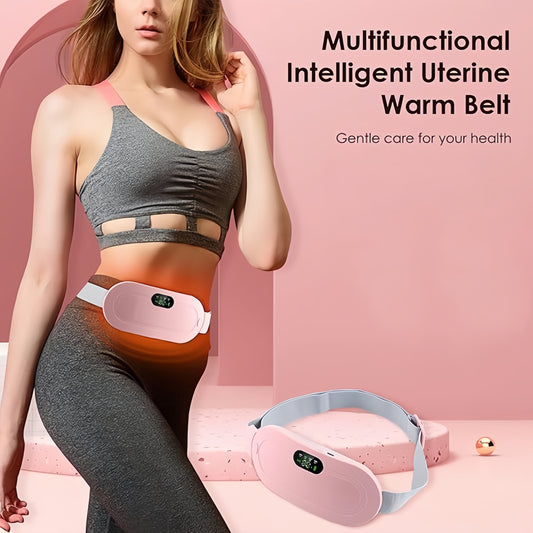 Menstrual Heating Pad & Vibrating Massager for Women | Rechargeable Period Pain Relief Belt with Heat & Massage | Soft, Portable & Skin-Friendly Cramp Relief Device